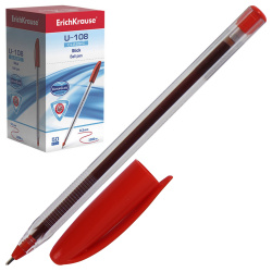 Ручка пишущий узел 1,0 мм, игольчатая, одноразовая, цвет чернил красный Ultra Glide Technology Classic Stick U-108 Erich Krause 47567