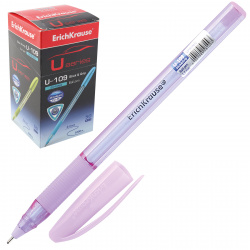 Ручка пишущий узел 1,0 мм, игольчатая, одноразовая, цвет чернил синий, ассорти 4 вида Ultra Glide Technology Spring Stick&Grip U-108 Erich Krause 58109