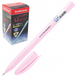 Ручка пишущий узел 1,0 мм, игольчатая, одноразовая, цвет чернил синий, ассорти 4 вида Ultra Glide Technology Pastel Stick U-108 Erich Krause 58110