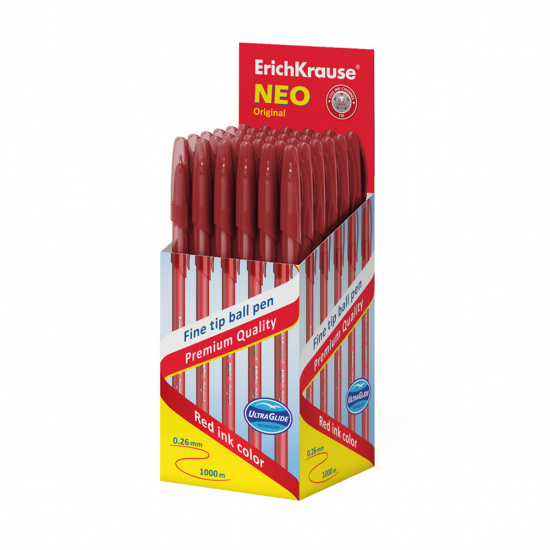 Ручка пишущий узел 0,7 мм, игольчатая, одноразовая, цвет чернил красный Erich Krause 46517