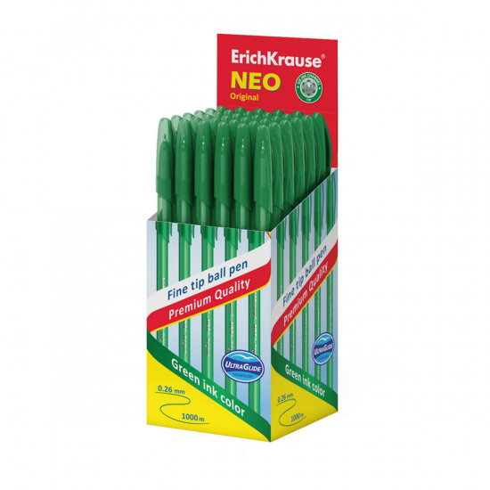 Ручка пишущий узел 0,7 мм, игольчатая, одноразовая, цвет чернил зеленый Erich Krause 46518
