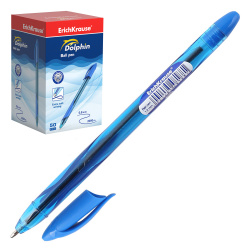Ручка пишущий узел 1,2 мм, одноразовая, цвет чернил синий Dolphin Erich Krause 48188