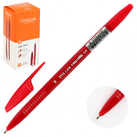 Ручка масляная, пишущий узел 1,0мм, игольчатая, цвет чернил красный Contour Tukzar 1145