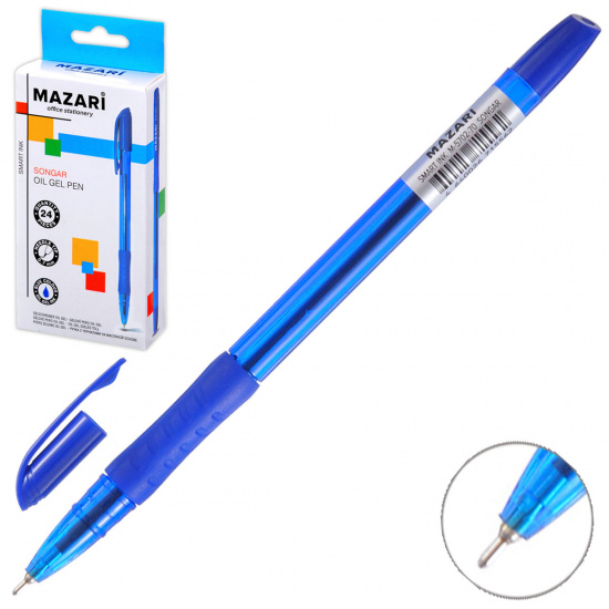 Ручка шар масл 0,7 игольч тонир корп резин манжет Smart Ink M-5702-70 син к/к