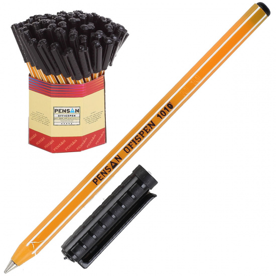 Ручка пишущий узел 1,0 мм, одноразовая, цвет чернил черный Pensan 1010