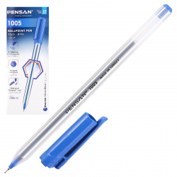 Ручка пишущий узел 1,0 мм, игольчатая, одноразовая, цвет чернил синий Pensan 1005/1553986