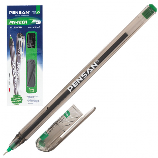 Ручка масляная, пишущий узел 0,7 мм, игольчатая, цвет чернил зеленый Pensan 2240