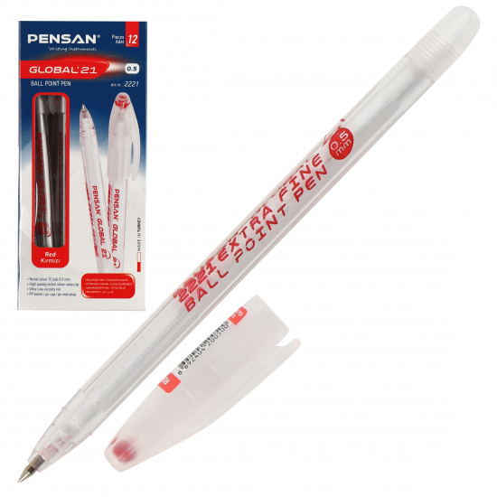 Ручка масляная, пишущий узел 0,5 мм, цвет чернил красный Pensan 2221-3/384845