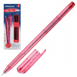 Ручка масляная, пишущий узел 1,0 мм, цвет чернил красный My-Pen Pensan 2210-3/384842