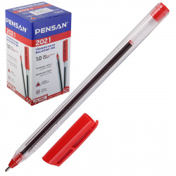 Ручка масляная, пишущий узел 1,0 мм, игольчатая, одноразовая, цвет чернил красный Pensan 50/2000