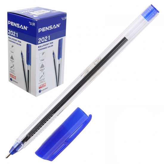 Ручка масляная, пишущий узел 1,0 мм, игольчатая, одноразовая, цвет чернил синий Triangle Pensan 2021/S50