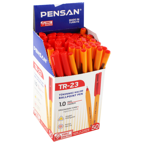 Ручка масляная, пишущий узел 1,0 мм, игольчатая, одноразовая, цвет чернил красный Pensan 1599470