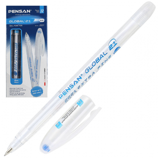 Ручка масляная, пишущий узел 0,5 мм, цвет чернил синий Pensan 2221-1/384843