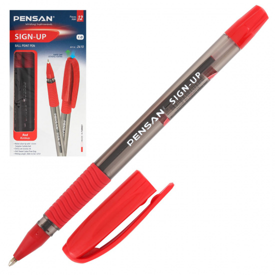 Ручка пишущий узел 1,0 мм, цвет чернил красный Pensan 2410