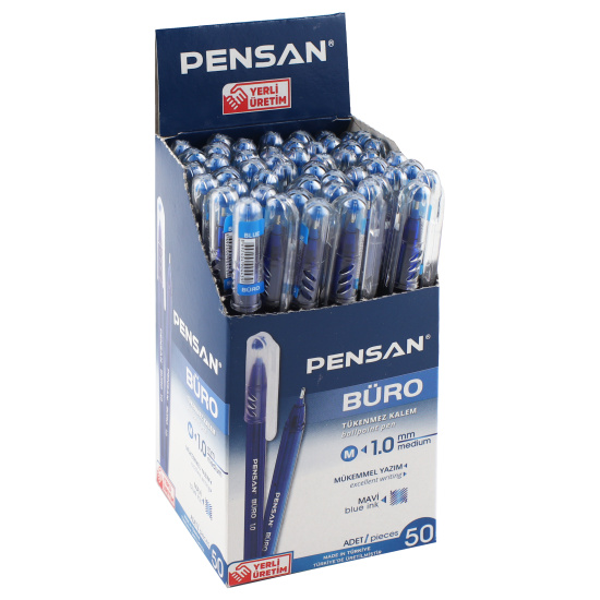 Ручка пишущий узел 1,0 мм, игольчатая, одноразовая, цвет чернил синий Buro Pensan 50/2000