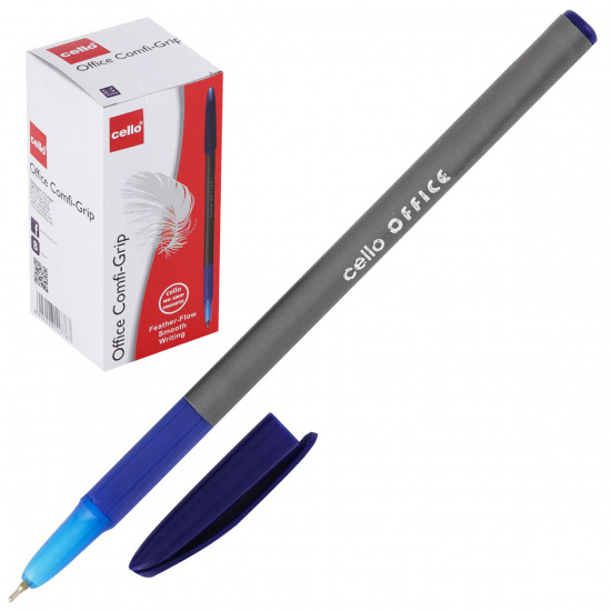 Ручка пишущий узел 0,7 мм, игольчатая, одноразовая, цвет чернил синий Comfi-Grip Office Cello 353