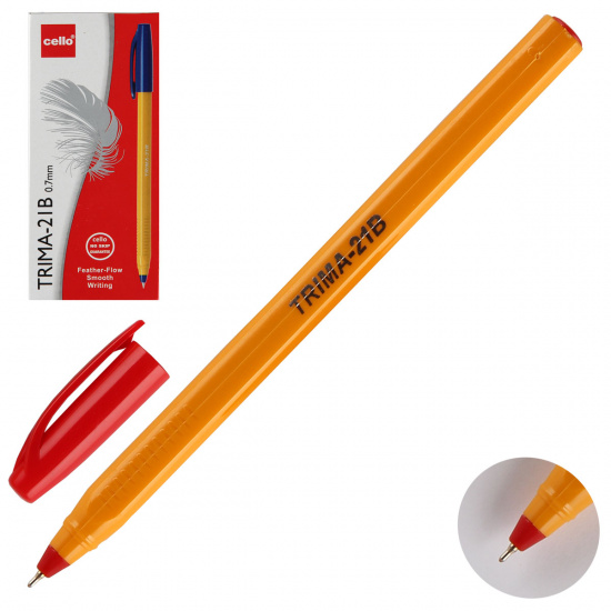 Ручка пишущий узел 0,7мм, игольчатая, цвет чернил красный Trima-21B Cello 6328