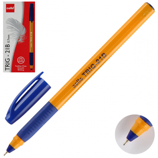 Ручка пишущий узел 0,7мм, игольчатая, цвет чернил синий yellow barrel Tri-Grip Cello 748