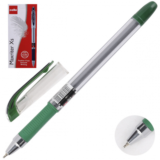 Ручка пишущий узел 0,7мм, игольчатая, цвет чернил зеленый Maxriter XS Cello 814351