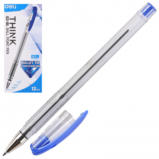Ручка пишущий узел 0,7 мм, цвет чернил синий Deli EQ2-BL