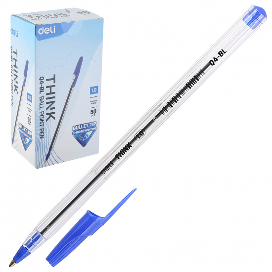 Ручка пишущий узел 1,0 мм, цвет чернил синий Deli EQ4-BL
