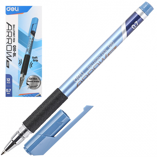 Ручка пишущий узел 0,7 мм, цвет чернил синий Deli EQ10-BL