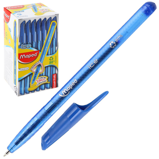 Ручка пишущий узел 1,0 мм, одноразовая, цвет чернил синий Maped 224430