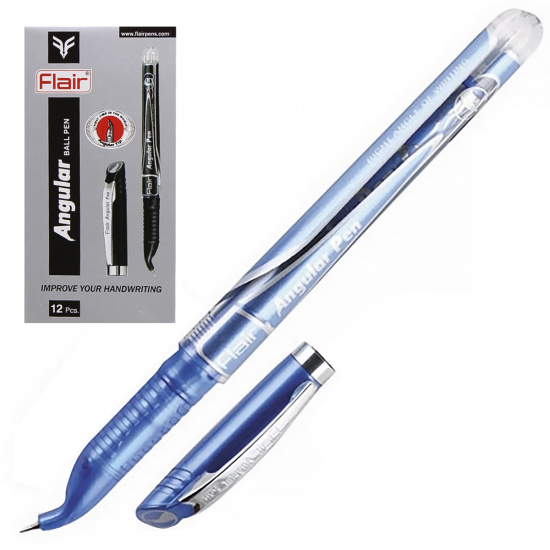 Ручка пишущий узел 0,6 мм, игольчатая, одноразовая, цвет чернил синий Angular Flair F-888