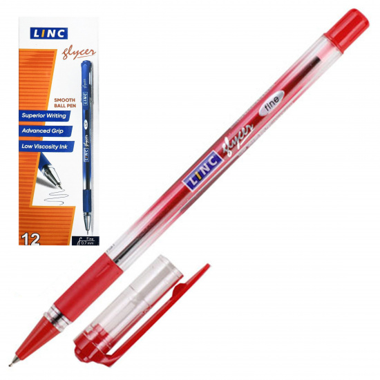Ручка пишущий узел 0,7 мм, игольчатая, цвет чернил красный Linc 1300RF/red