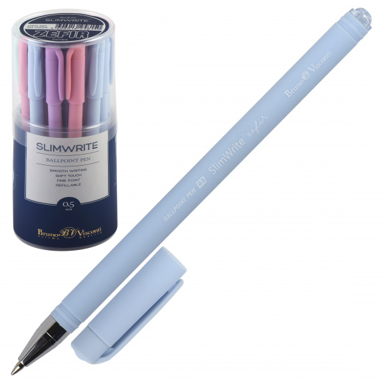Ручка пишущий узел 0,5 мм, цвет чернил синий, ассорти 4 вида Zefir BrunoVisconti 20-0204