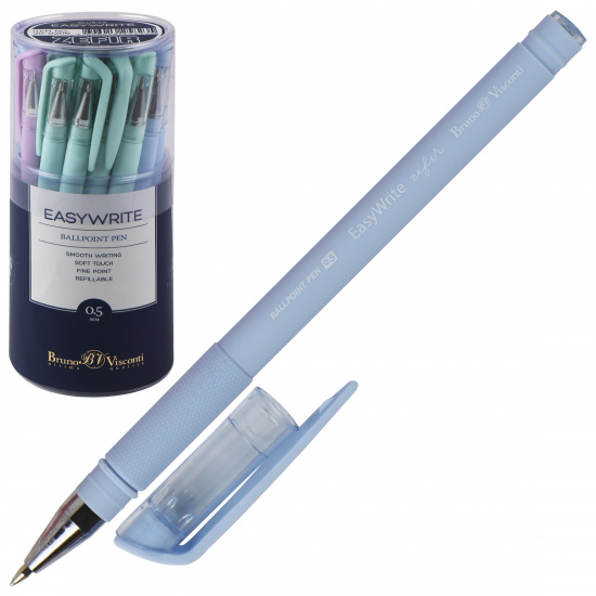 Ручка пишущий узел 0,5 мм, цвет чернил синий, ассорти 4 вида Zefir EasyWrite BrunoVisconti 20-0206