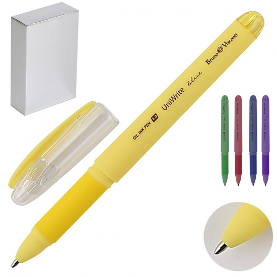 Ручка шар масл 1,0 антискольз корп резин манжет UniWrite Joy 20-0061 син к/к ассорти
