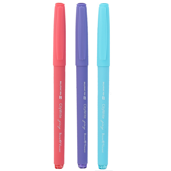 Ручка пишущий узел 1,0 мм, цвет чернил синий, ассорти 3 вида Joy BrunoVisconti 20-0057