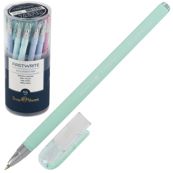 Ручка пишущий узел 0,5 мм, цвет чернил синий, ассорти 4 вида Zefir FirstWrite BrunoVisconti 20-0239