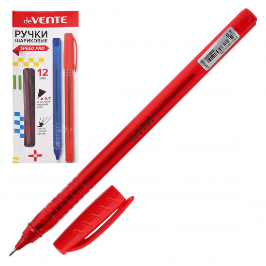 Ручка масляная, пишущий узел 0,7 мм, игольчатая, цвет чернил красный deVENTE 5073836