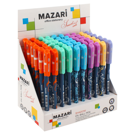 Ручка масляная, пишущий узел 0,7 мм, цвет чернил синий, ассорти 6 видов Shadow Mazari M-5723D-70