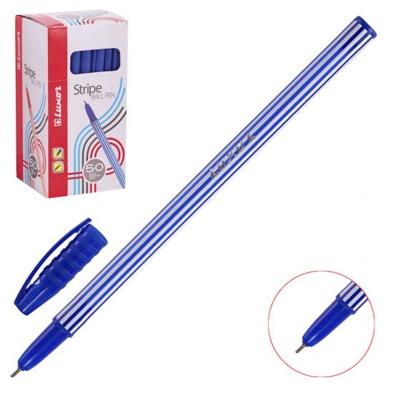 Ручка пишущий узел 0,7 мм, игольчатая, цвет чернил синий Stripes Luxor 31131