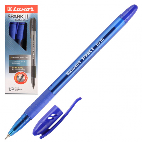 Ручка пишущий узел 0,7 мм, игольчатая, цвет чернил синий Spark Luxor 31072/12 Bx