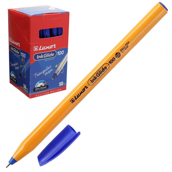 Ручка пишущий узел 0,7 мм, игольчатая, одноразовая, цвет чернил синий InkGlide 100 Icy Luxor 16602OR/50 Bx   /  16602/50 Bx