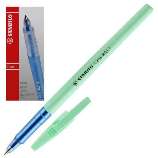 Ручка шар 0,5 мятный корп Stabilo liner 808FP1041-2 син к/к