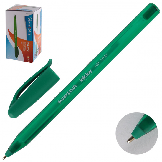 Ручка шар 1,0 игольч трехгран тонир корп  InkJoy 100 Cap однораз S0957150 зел к/к