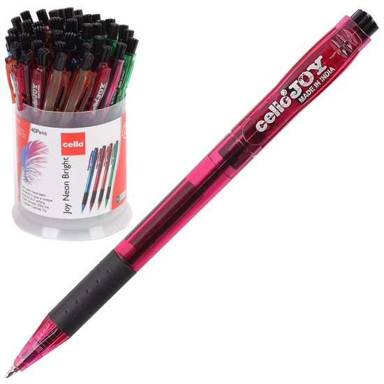 Ручка автоматическая пишущий узел 0,7 мм, игольчатая, цвет чернил синий, ассорти 3 вида Neon Tinted Cello 352
