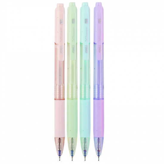 Ручка автоматическая, пишущий узел 0,7 мм, игольчатая, цвет чернил синий, ассорти 4 вида Deli EQ199-BL