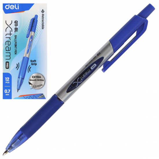 Ручка автоматическая, пишущий узел 0,7 мм, цвет чернил синий Deli EQ11-BL