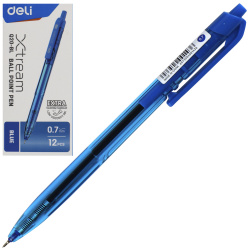 Ручка автоматическая, пишущий узел 0,7 мм, одноразовая, цвет чернил синий X-tream Deli EQ20-BL