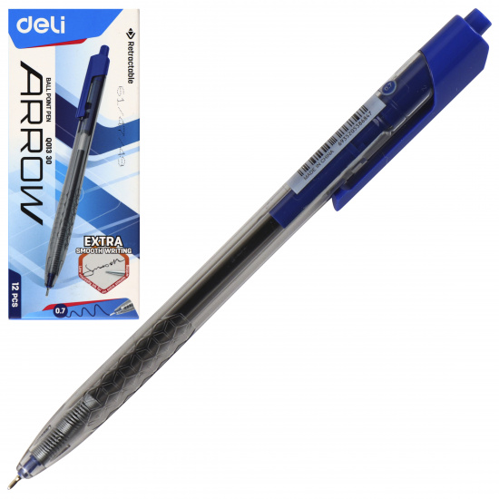 Ручка автоматическая, пишущий узел 0,7 мм, одноразовая, цвет чернил синий Deli EQ01330