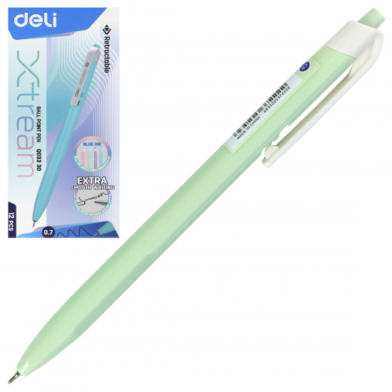 Ручка автоматическая, пишущий узел 0,7 мм, игольчатая, одноразовая, цвет чернил синий Deli EQ03330