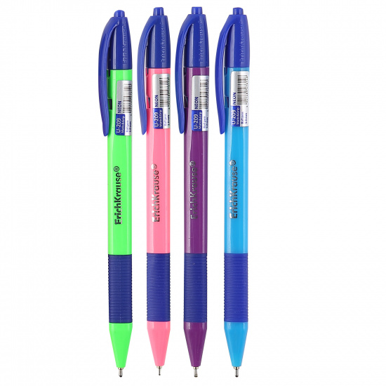 Ручка автоматическая, пишущий узел 1,0 мм, игольчатая, одноразовая, цвет чернил синий, ассорти 4 вида Erich Krause 47614