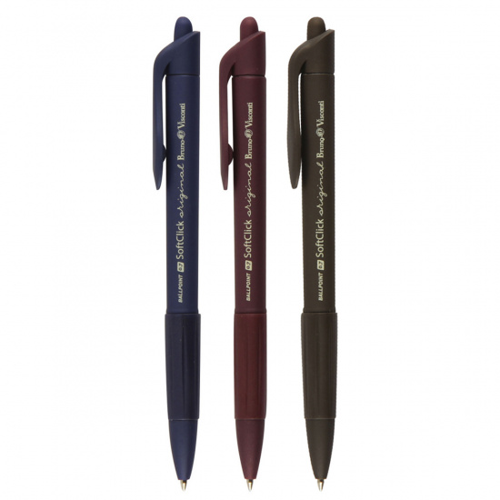Ручка автоматическая, пишущий узел 0,7 мм, цвет чернил синий, ассорти 3 вида BrunoVisconti 20-0101