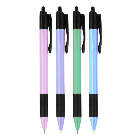 Ручка автоматическая, масляная, пишущий узел 0,7 мм, игольчатая, цвет чернил синий, ассорти 4 вида deVENTE 5070327